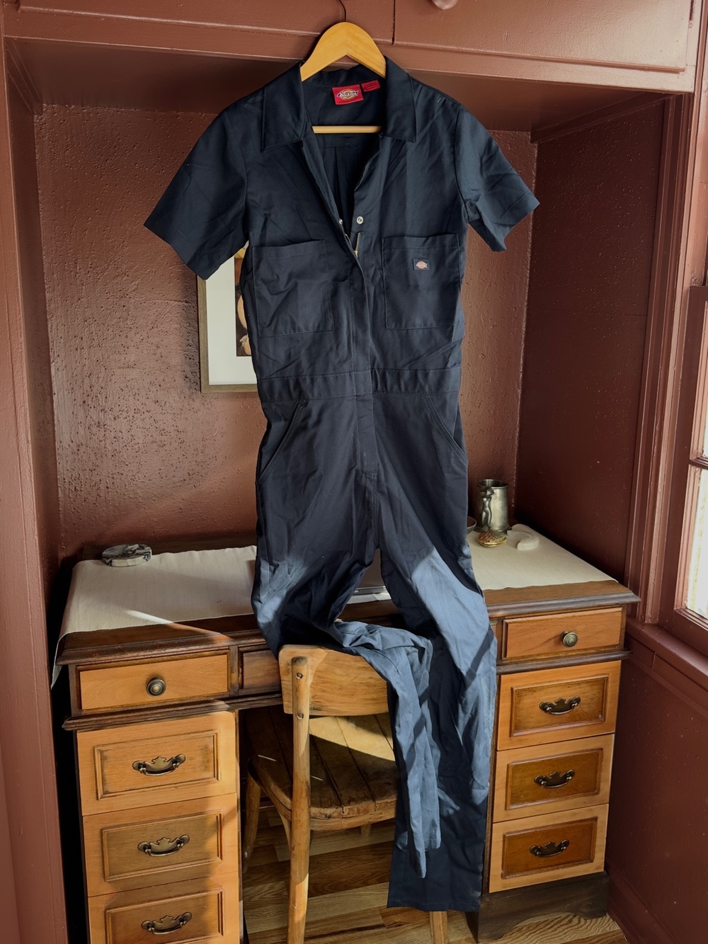 Dickies Navy Short-Sleeve Workwear Jumpsuit